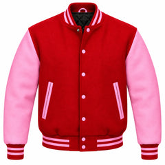 Red and Pink Wool Varsity Jacket