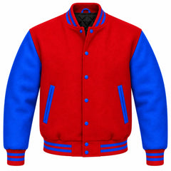 Red and Royal Blue Wool Varsity Jacket