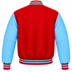 Red and Sky Blue Wool Varsity Jacket