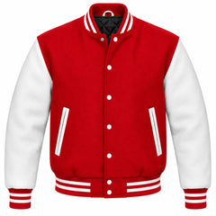 Red and White Wool Letterman Jacket