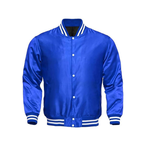 Royal Blue Satin Varsity Jacket