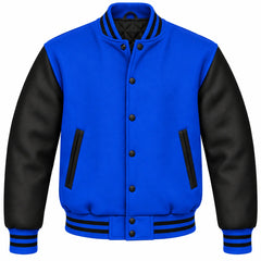 Royal Blue and Black Wool Letterman Jacket