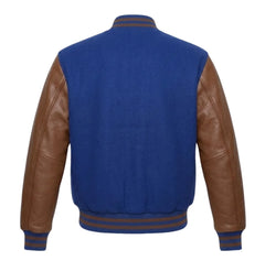 Royal Blue and Brown Letterman Jacket