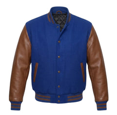 Royal Blue and Brown Letterman Jacket