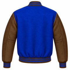 Royal Blue and Brown Wool Letterman Jacket