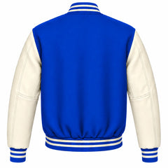 Royal Blue and Cream Wool Varsity Jacket