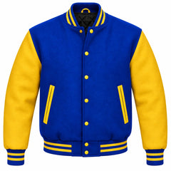 Royal Blue and Gold Wool Varsity Jacket