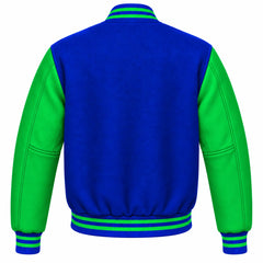 Royal Blue and Green Wool Varsity Jacket