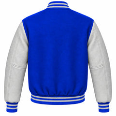 Royal Blue and Grey Wool Varsity Jacket