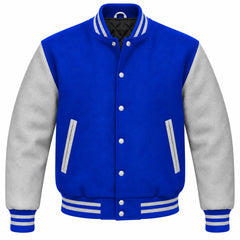 Royal Blue and Grey Wool Varsity Jacket