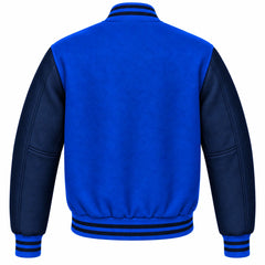 Royal Blue and Navy Blue Wool Varsity Jacket