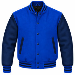 Royal Blue and Navy Blue Wool Varsity Jacket
