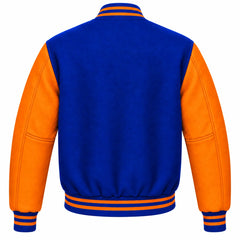 Royal Blue and Orange Wool Varsity Jacket