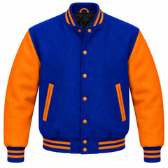 Royal Blue and Orange Wool Varsity Jacket