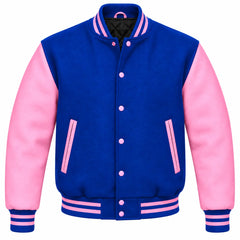 Royal Blue and Pink Wool Letterman Jacket