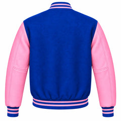 Royal Blue and Pink Wool Letterman Jacket