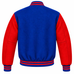 Royal Blue and Red Wool Letterman Jacket