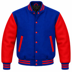 Royal Blue and Red Wool Letterman Jacket