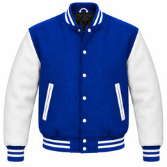 Royal Blue and White Wool Varsity Jacket