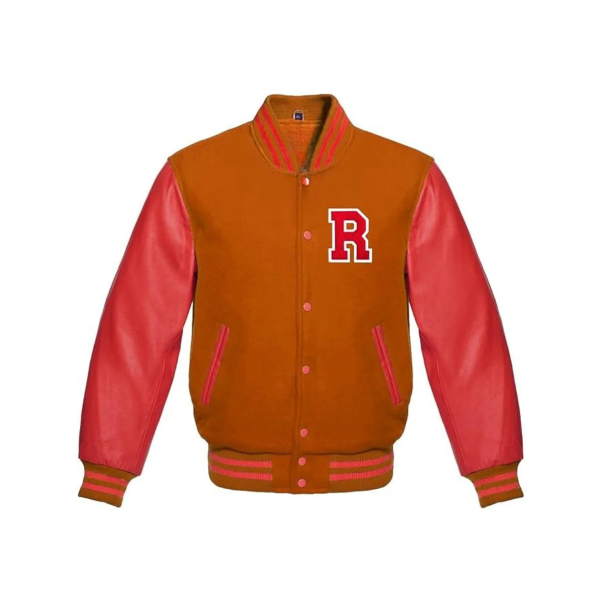 Rust Red R Letterman Jacket