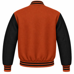 Rust and Black Wool Varsity Jacket