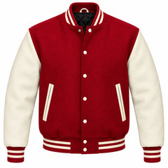 Rust and Cream Wool Varsity Jacket