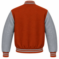 Rust and Grey Wool Varsity Jacket