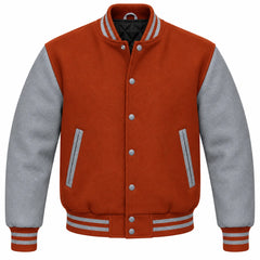 Rust and Grey Wool Varsity Jacket