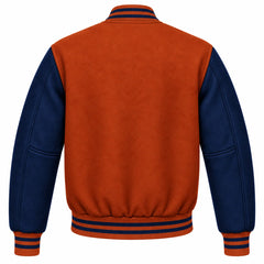Rust and Navy Blue Wool Varsity Jacket