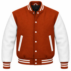 Rust and White Wool Varsity Jacket