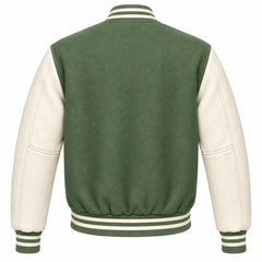 Sage Green and Cream Wool Varsity Jacket