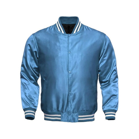 Sky Blue Satin Letterman Jacket