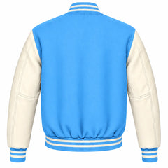 Sky Blue and Cream Wool Letterman Jacket
