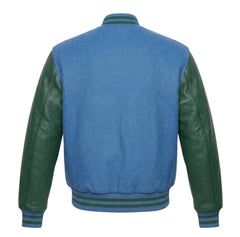 Sky Blue and Green Varsity Jacket