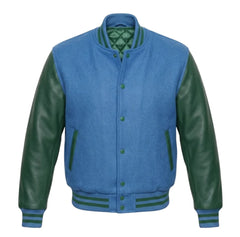 Sky Blue and Green Varsity Jacket