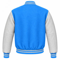 Sky Blue and Grey Wool Letterman Jacket