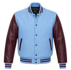 Sky Blue and Maroon Varsity Jacket