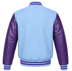 Sky Blue and Purple Letterman Jacket