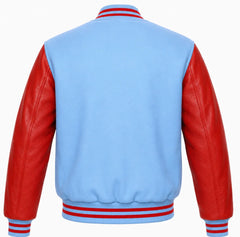 Sky Blue and Red Varsity Jacket