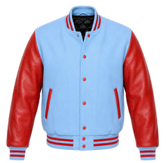 Sky Blue and Red Varsity Jacket