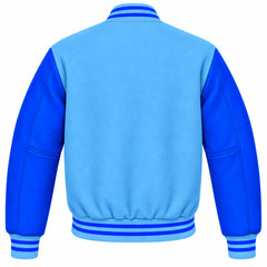Sky Blue and Royal Blue Wool Letterman Jacket