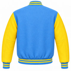 Sky Blue and Yellow Wool Letterman Jacket