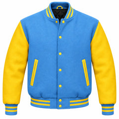 Sky Blue and Yellow Wool Letterman Jacket