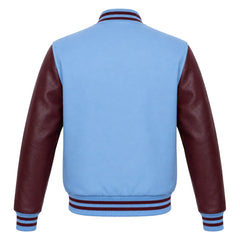 Sky Blue and Maroon Varsity Jacket