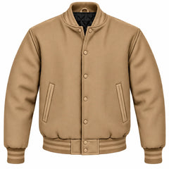 Tan Wool Varsity Jacket