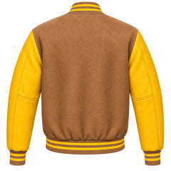 Tan and Gold Wool Varsity Jacket