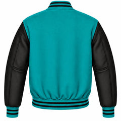 Teal and Black Wool Varsity Jacket