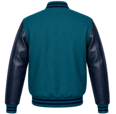 Teal and Navy Blue Letterman Jacket