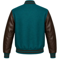 Teal and Brown Letterman Jacket