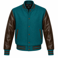 Teal and Brown Letterman Jacket
